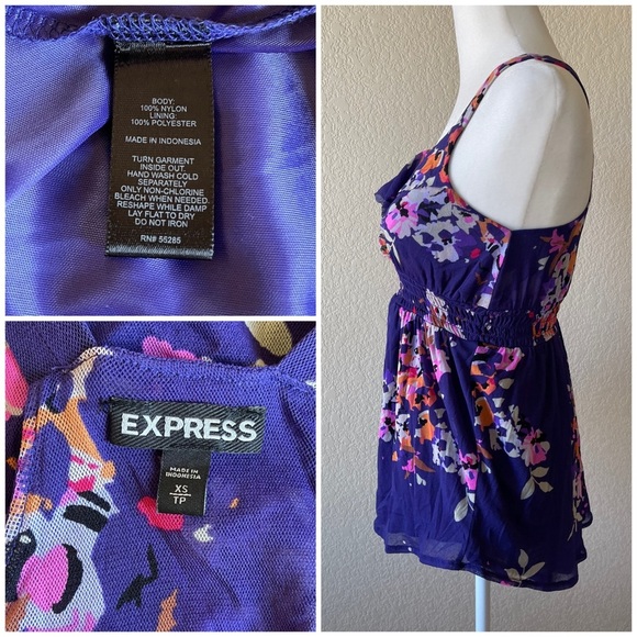 Express purple/floral racer back style blouse - xs - Picture 2 of 2